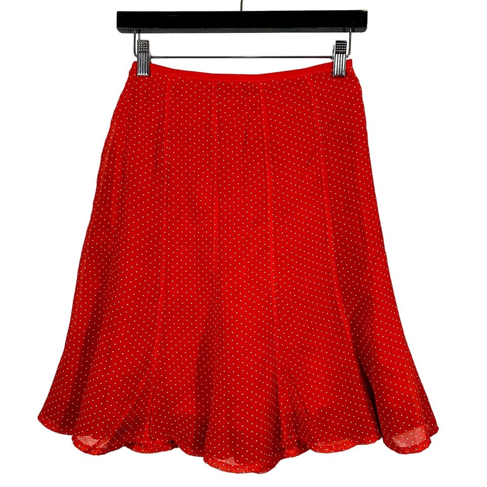 Gregory A Line Knee Length Skirt Red Polka Dot Flirty Valentine Casual - 38